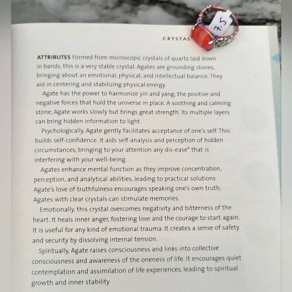 Natural Crystal Agate Silver Plated Ring Size 7.5 - Picture 5 of 11